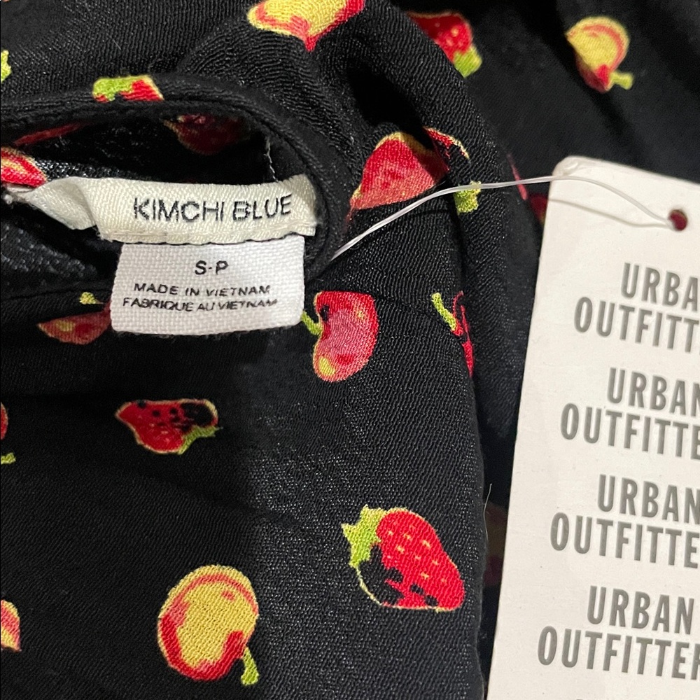 Urban Outfitters Kimchi Blue Black Strawberry Print Slip Dress Size Small NWT! - Picture 7 of 9